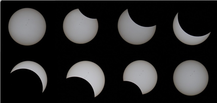 特殊なフィルターを使用してカメラで撮影した日食