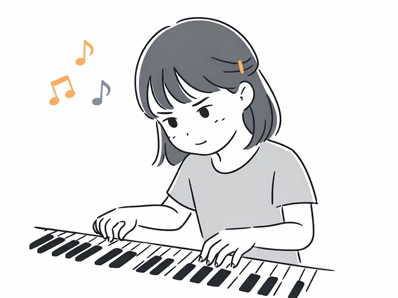 ピアノに集中する子ども